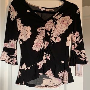 Black floral long sleeve top